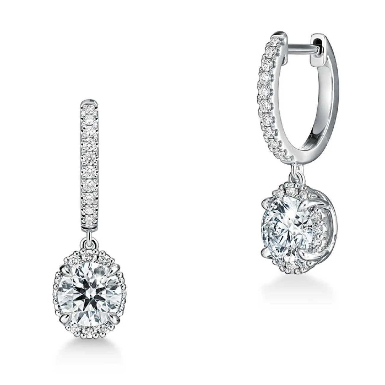 Ellipse 18K White Gold 1.15 ct Diamond Leverback Earrings