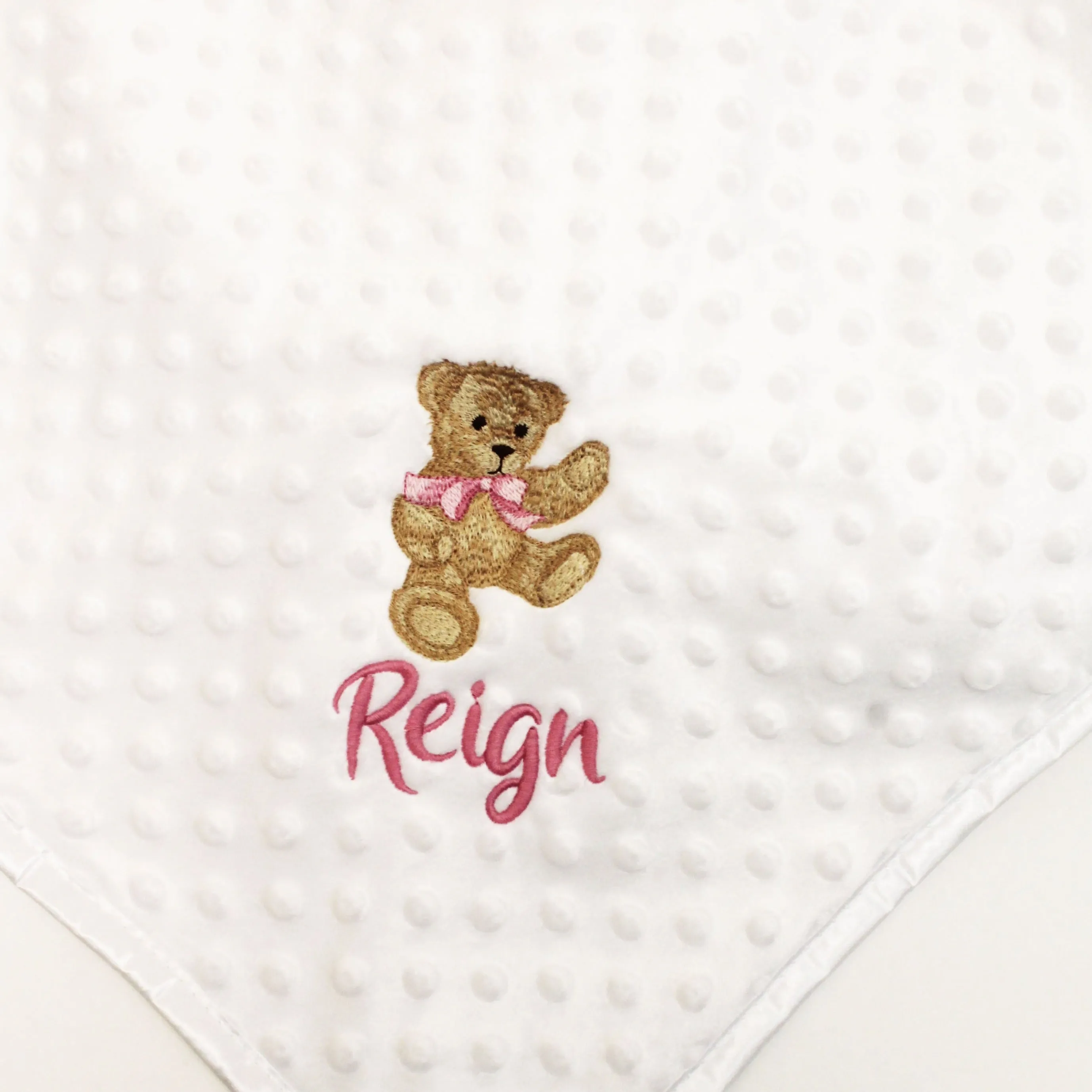 Embroidered Vintage Teddy Bubble Wrap Blanket - Various Colours