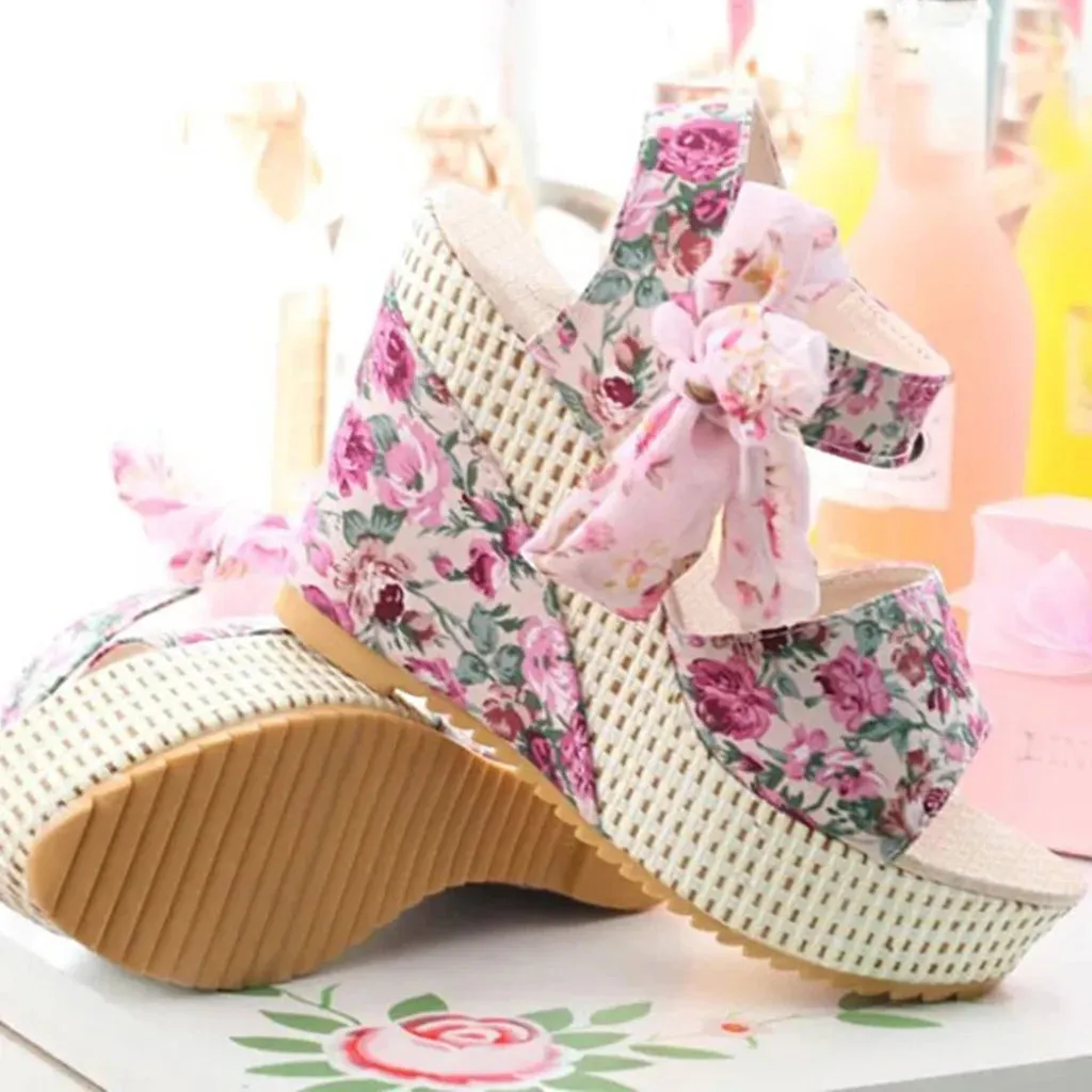 Emma - Floral Wedge Sandal