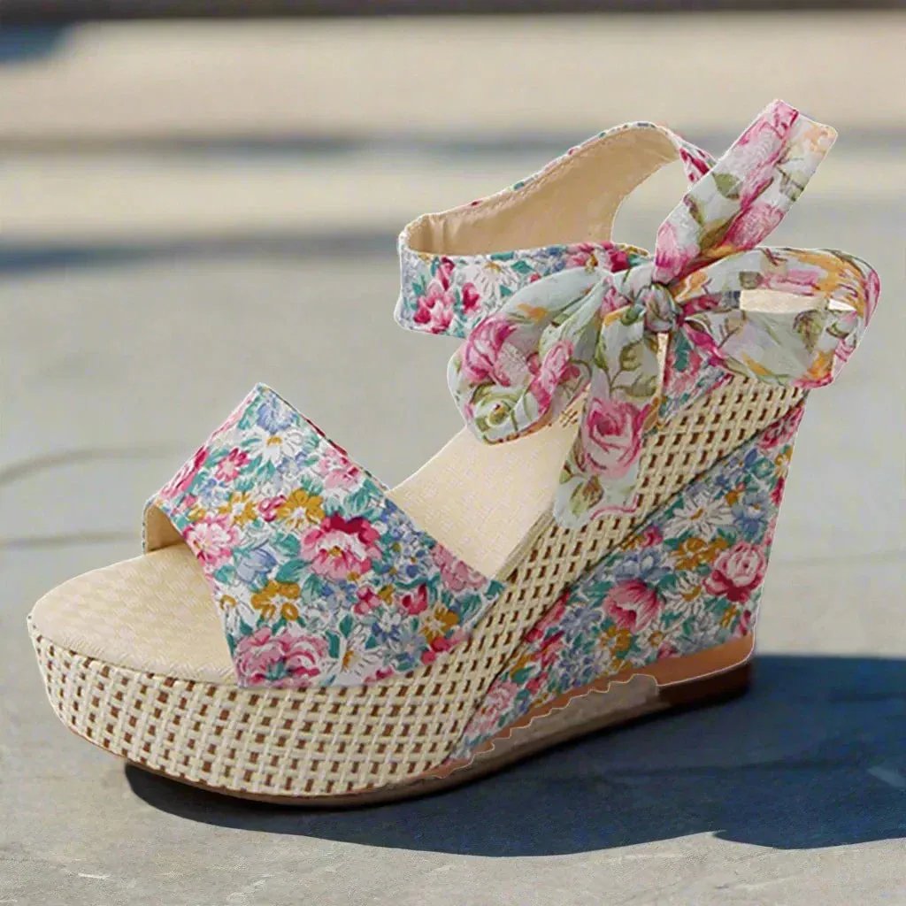 Emma - Floral Wedge Sandal