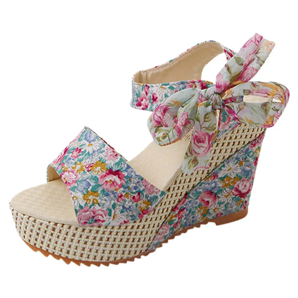 Emma - Floral Wedge Sandal