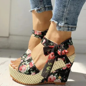 Emma - Floral Wedge Sandal
