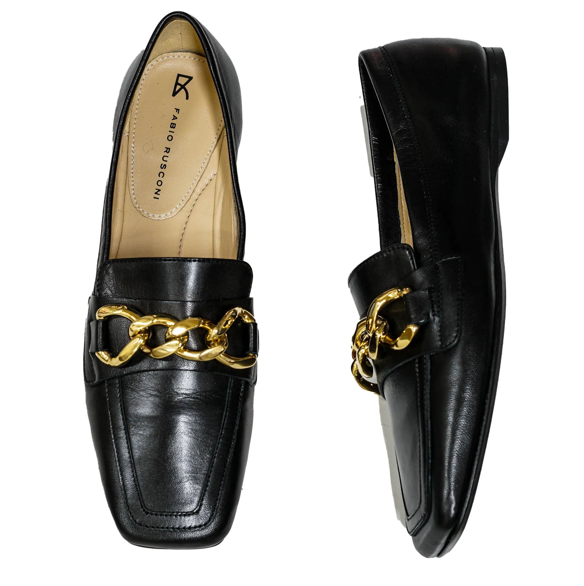 Fabio Rusconi Women’s Black Leather Chain Shoe F5678     30% off