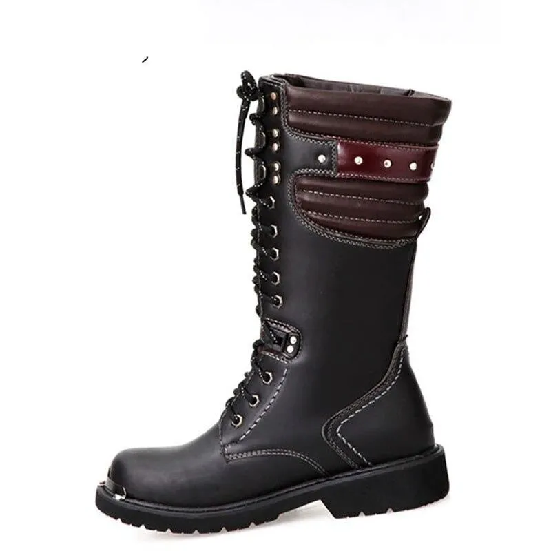 Fashion High Boots Men High-top High Boots British Style Thick-soled Leather Military Boots Oxfords Large Size 37-45