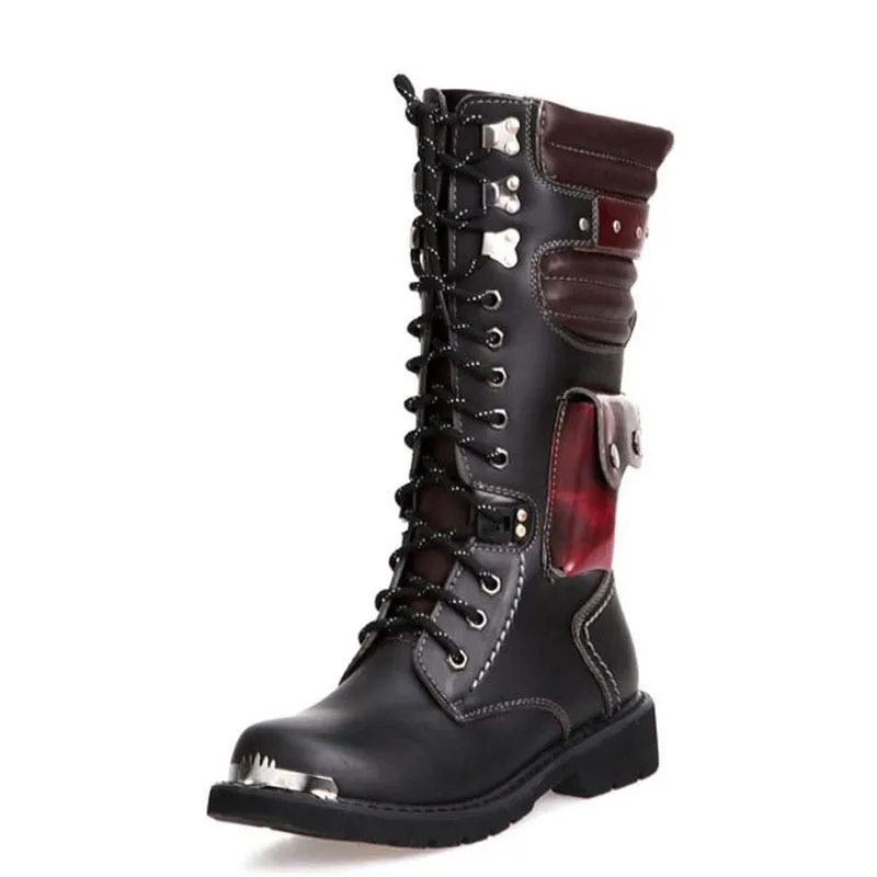 Fashion High Boots Men High-top High Boots British Style Thick-soled Leather Military Boots Oxfords Large Size 37-45