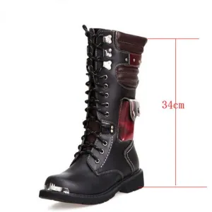 Fashion High Boots Men High-top High Boots British Style Thick-soled Leather Military Boots Oxfords Large Size 37-45