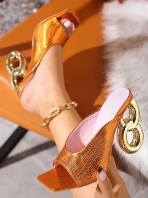Fashion Strappy Square Open Toe Heels MHE1097