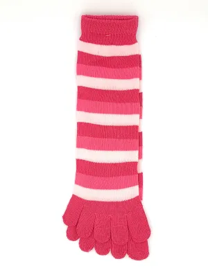 Feminine Multi Pink Stripe Toe Socks for Everyday Style | ToeHugger