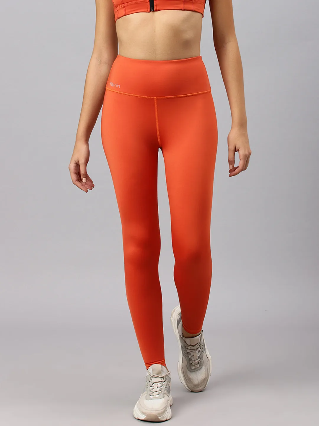 Fitkin Women's Rust High Waist Basic Core Tights