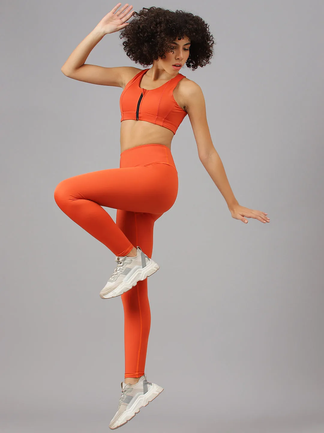 Fitkin Women's Rust High Waist Basic Core Tights