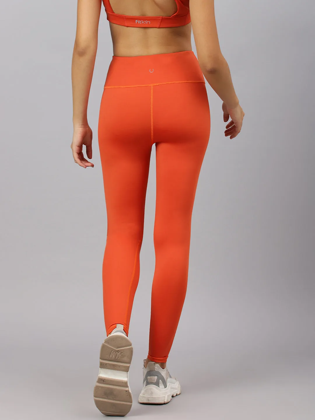 Fitkin Women's Rust High Waist Basic Core Tights