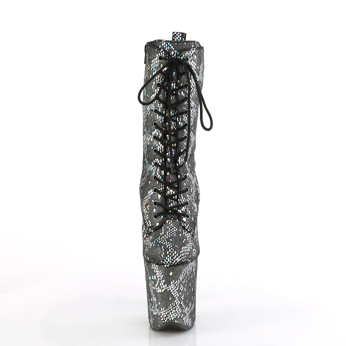 FLAMINGO-1040SPF  Silver Metallic Holo Snake Print Fabric/M