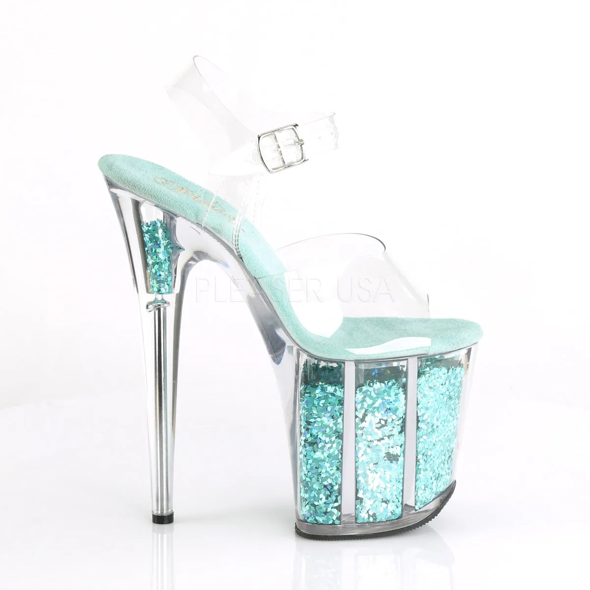 FLAMINGO-808GF  Clear/Turquoise Multi Glitter