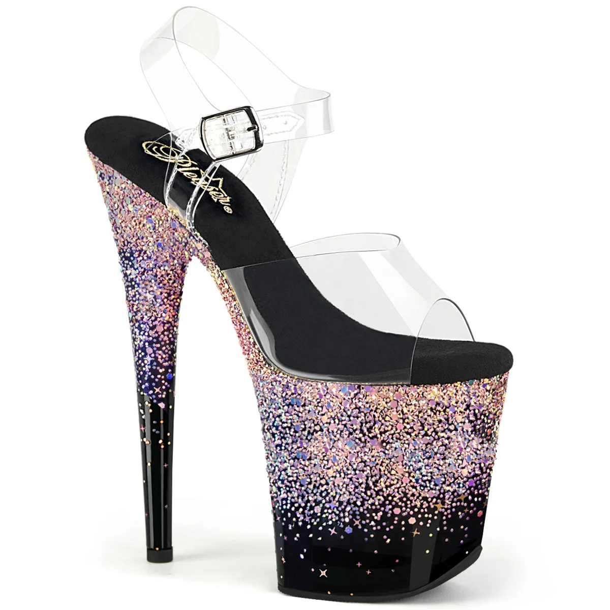 FLAMINGO-808SS  Clear/Black-Dusty Blush Multi Glitter