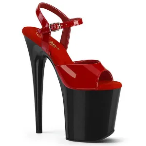 Flamingo 8" Platform with Ankle Strap - Red/Black - Size