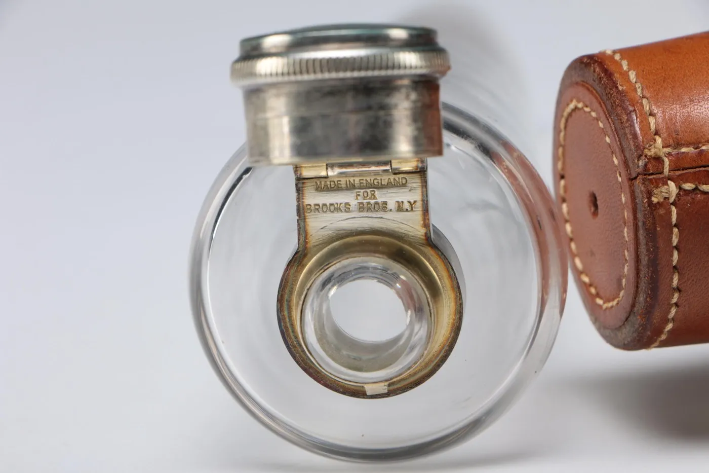 Flask Gentleman's Fox Hunting Flask With Bayonet Cap and Leather Holster Known Provenance
