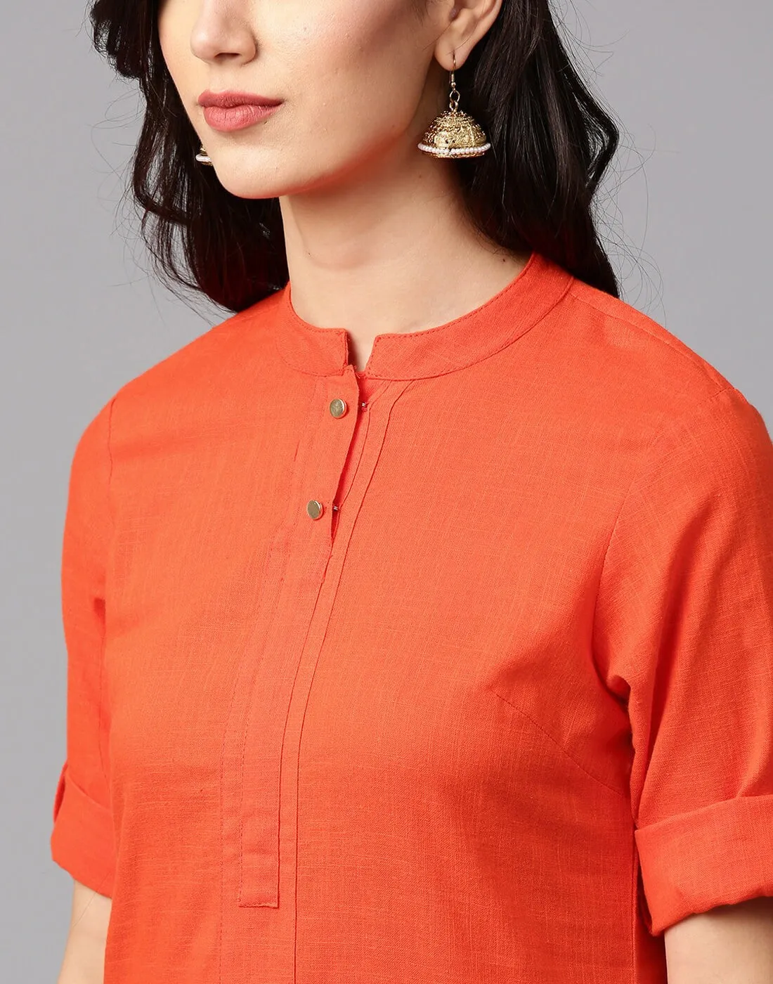 Flex Cotton Orange Colour Kurta with Offwhite Palazzo