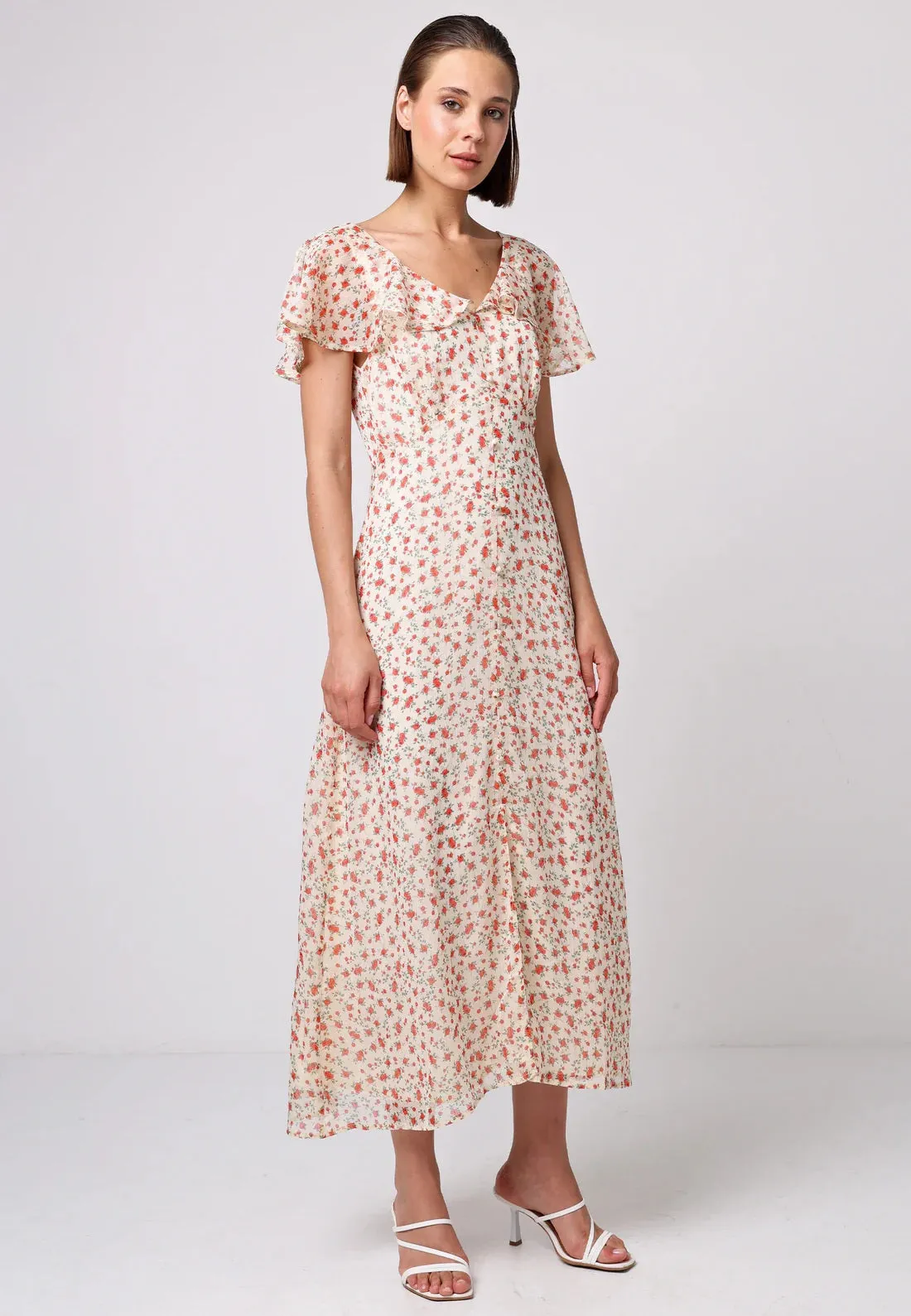 Flutter Sleeve Button Dress