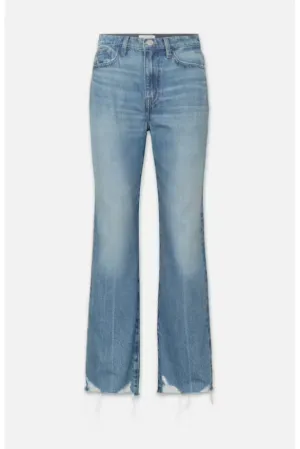 FRAME - Le High Straight Raw Fray in Clearwater Modern