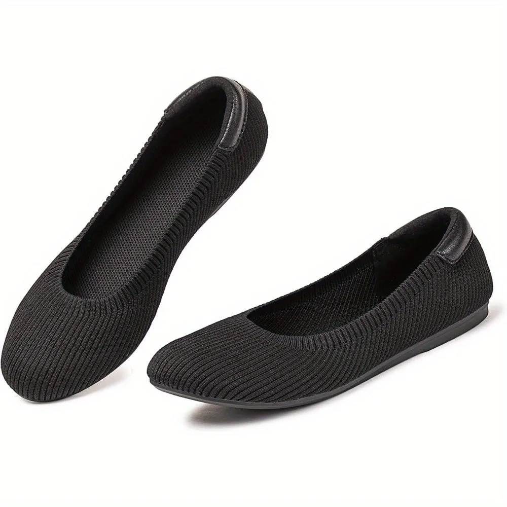 Frank Mully Women’s Soft Knit Ballet Flats Comfortable Slip-On Shoes