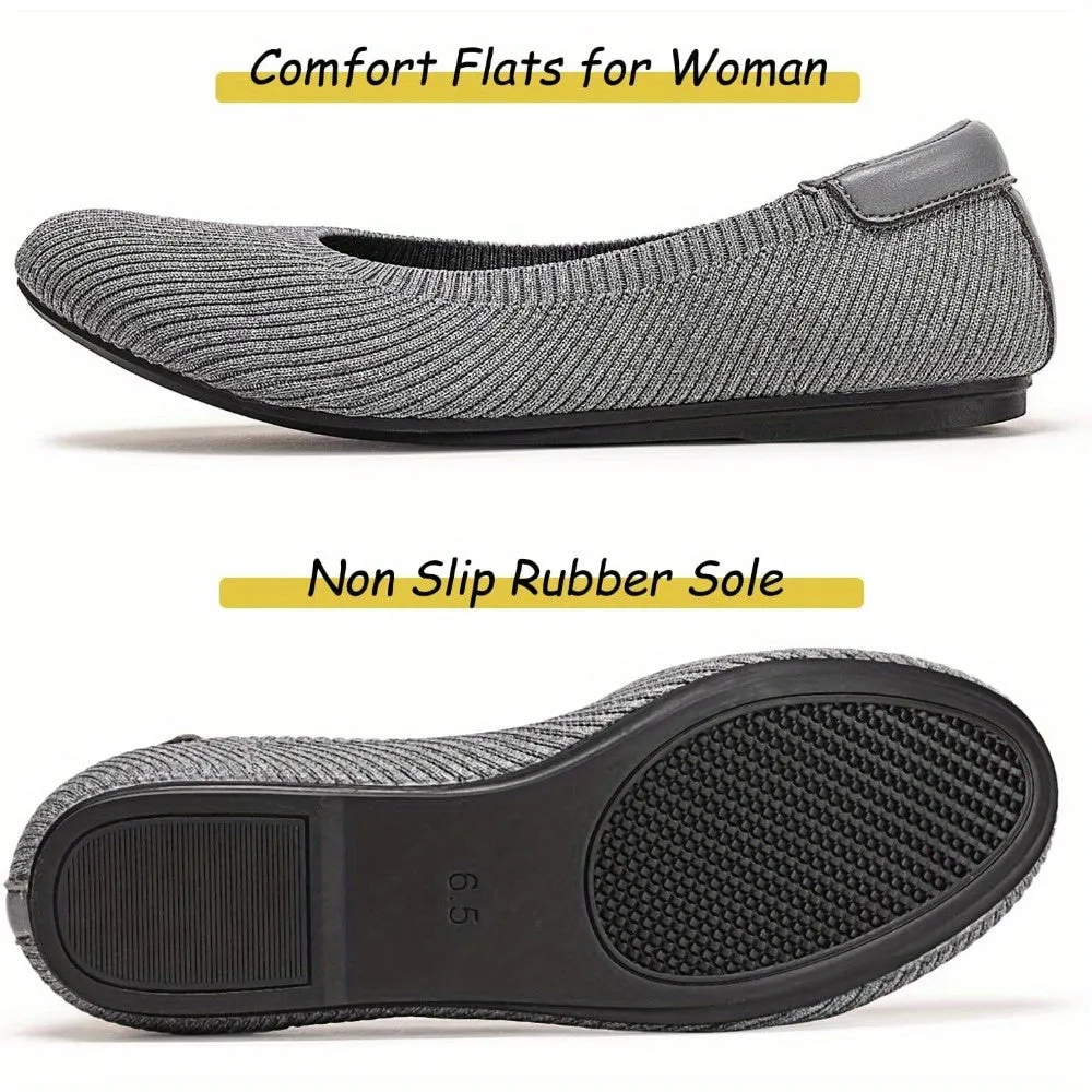 Frank Mully Women’s Soft Knit Ballet Flats Comfortable Slip-On Shoes