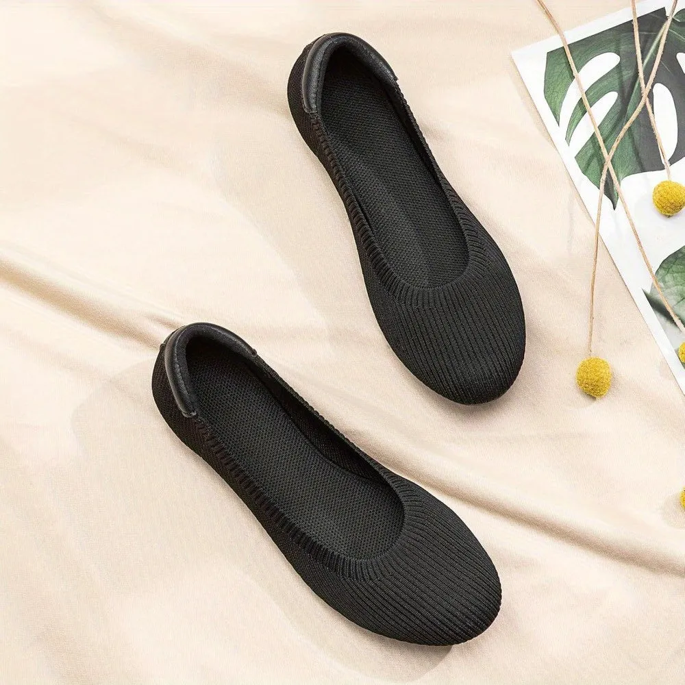 Frank Mully Women’s Soft Knit Ballet Flats Comfortable Slip-On Shoes