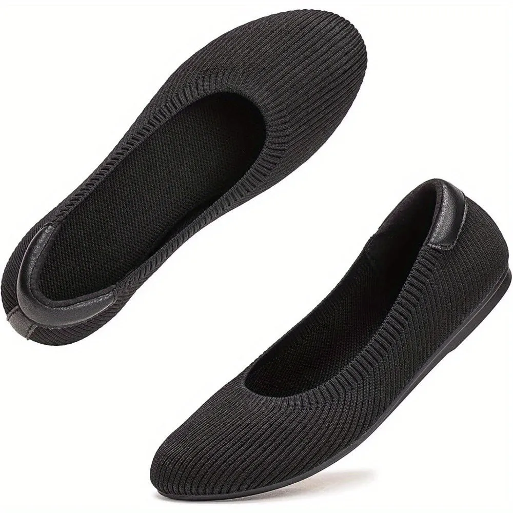 Frank Mully Women’s Soft Knit Ballet Flats Comfortable Slip-On Shoes
