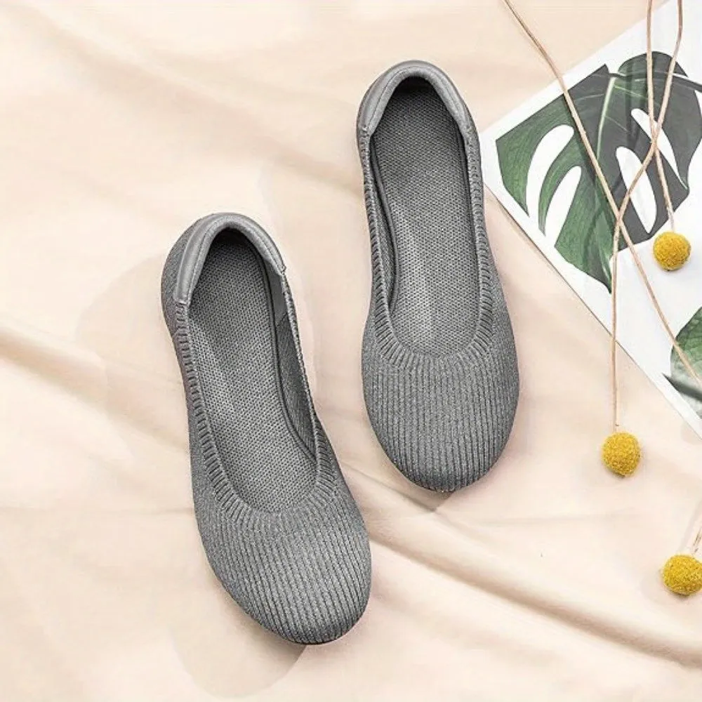 Frank Mully Women’s Soft Knit Ballet Flats Comfortable Slip-On Shoes
