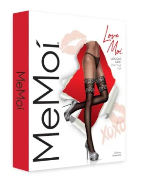 French Lace Sheer Thigh High - Black -