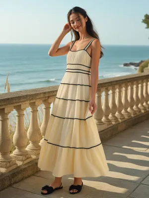 Gathered Bust Sleeveless Maxi Tiered Dress