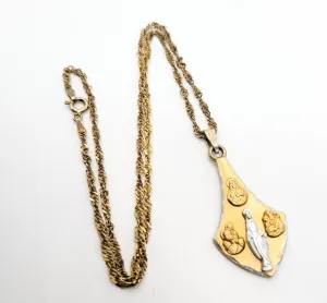 German Holy Trinity Father, Son, Holy Ghost vintage vermeil sterling silver necklace