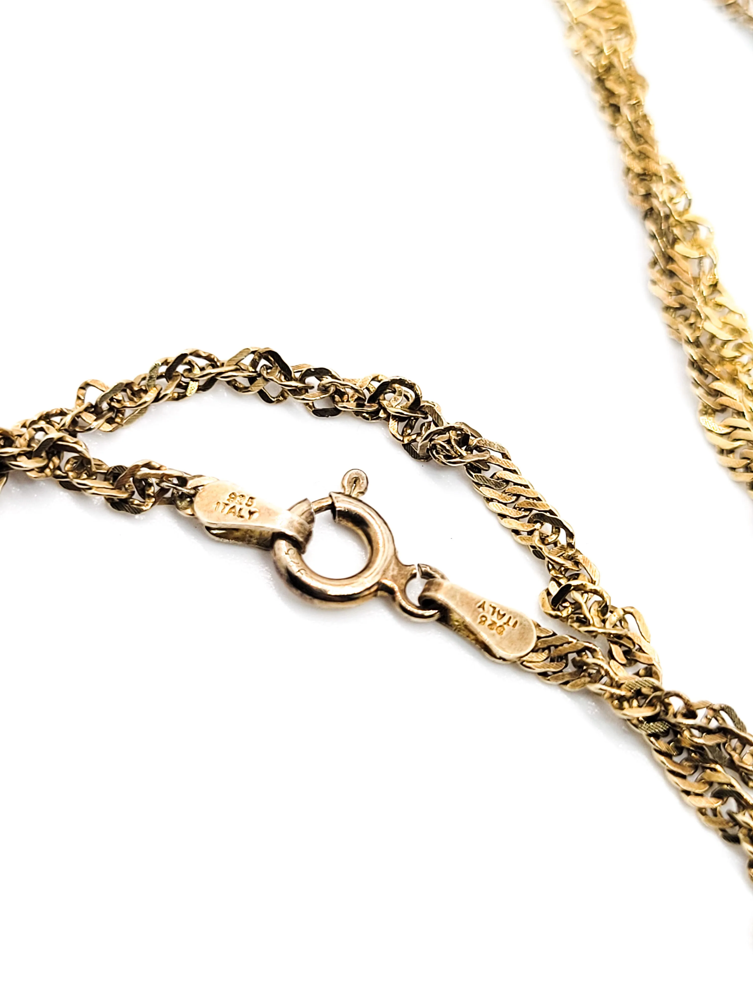 German Holy Trinity Father, Son, Holy Ghost vintage vermeil sterling silver necklace