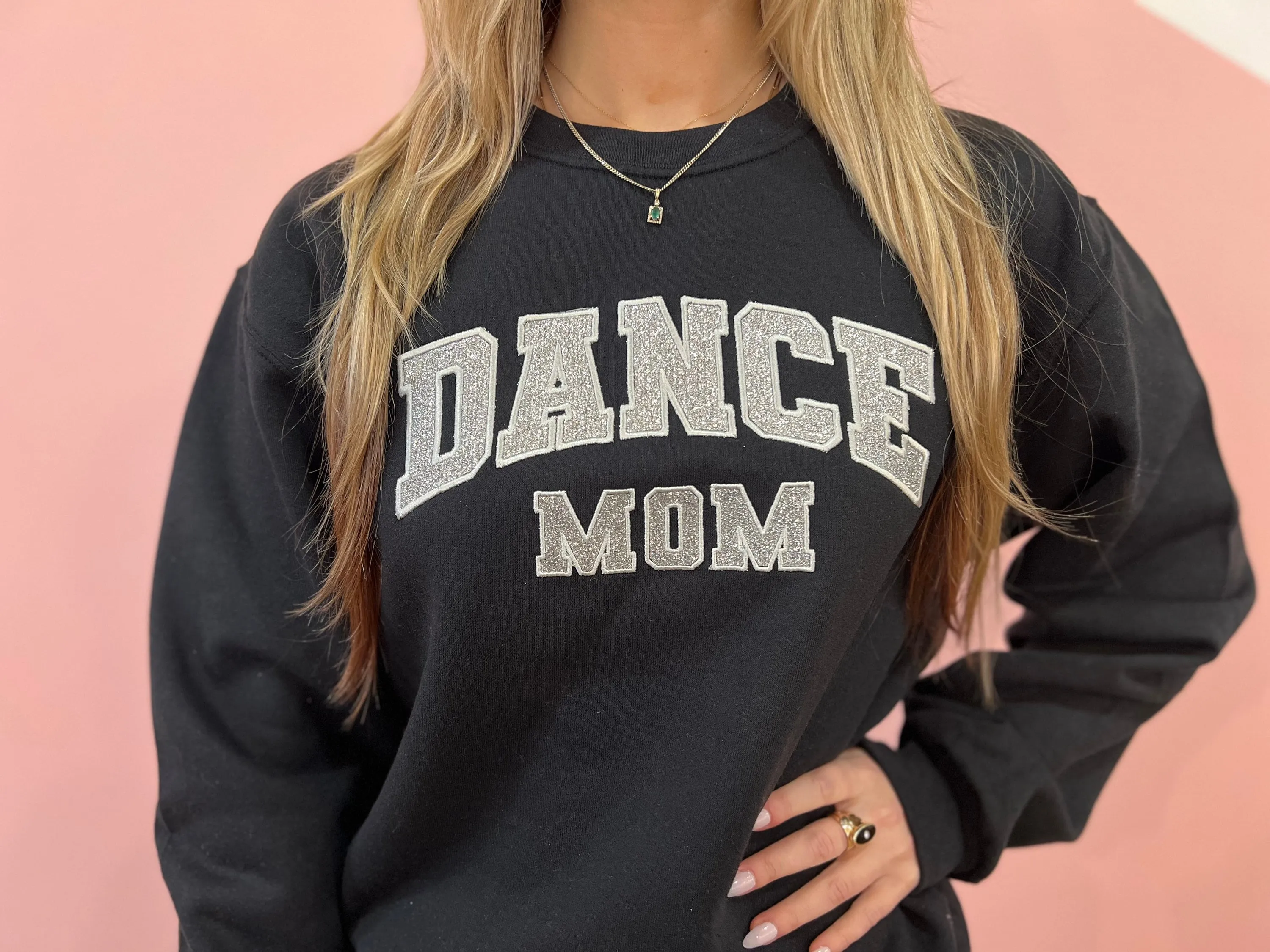 Glitter Applique Embroidered Dance Mom Sweatshirt