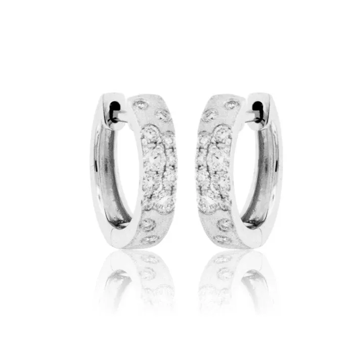 Gold Satin Finish Flush Set Diamond Earrings