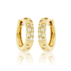 Gold Satin Finish Flush Set Diamond Earrings