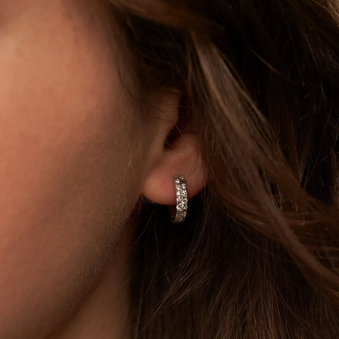 Gold Satin Finish Flush Set Diamond Earrings