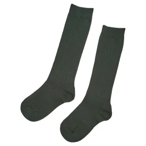 GREEN RIBBED HIGH SOCKS