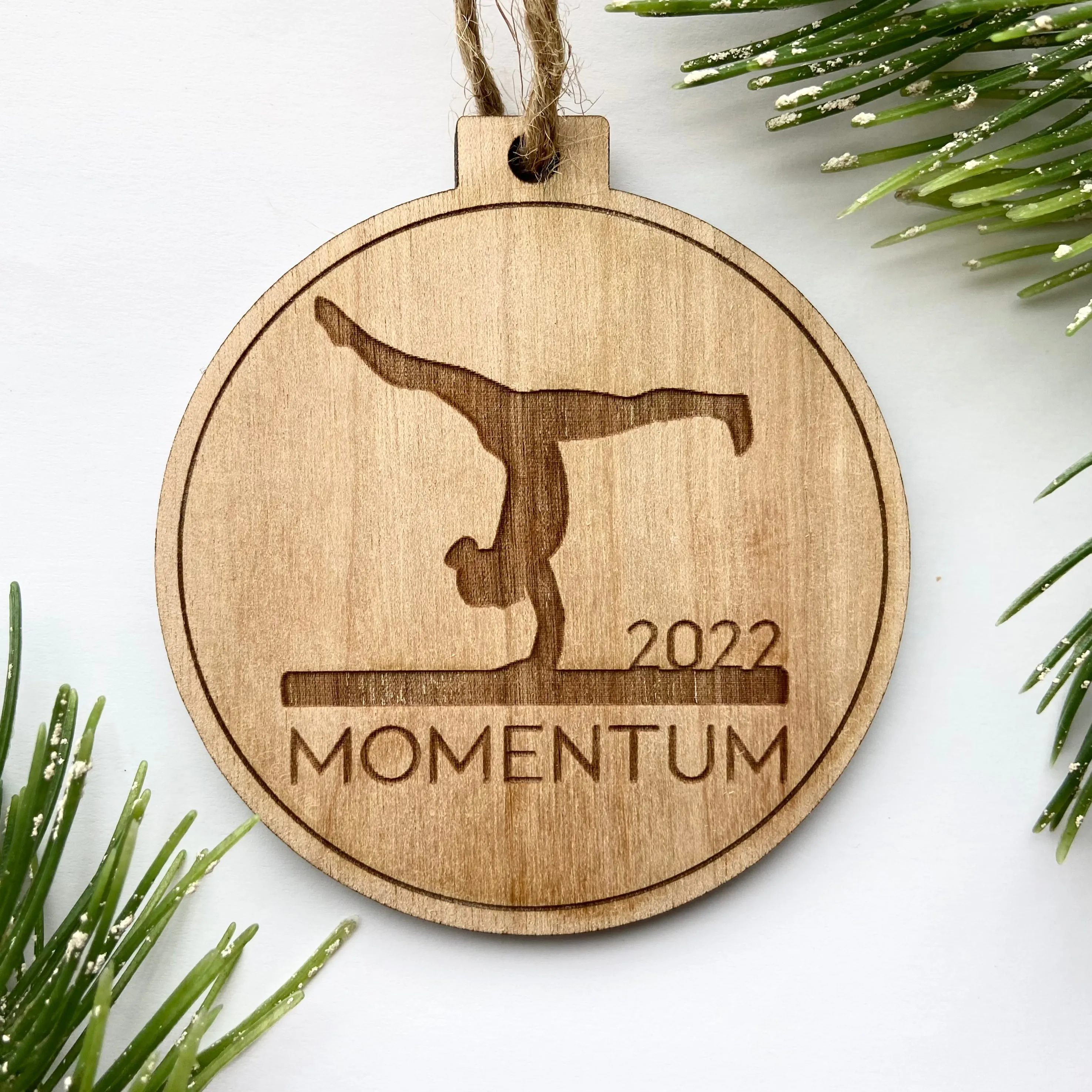 Gymnastics Dancer Engraved Wood Christmas Ornament