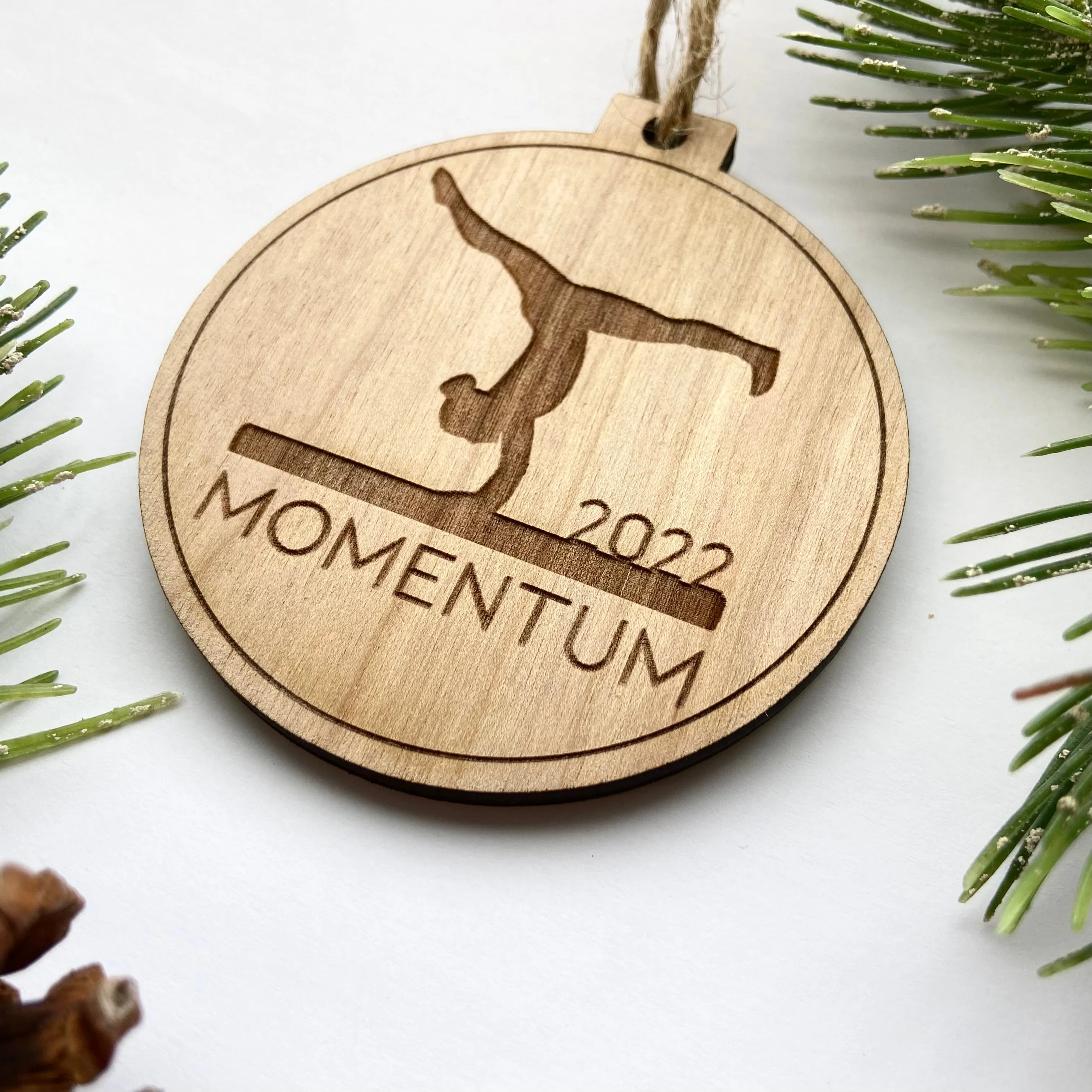 Gymnastics Dancer Engraved Wood Christmas Ornament