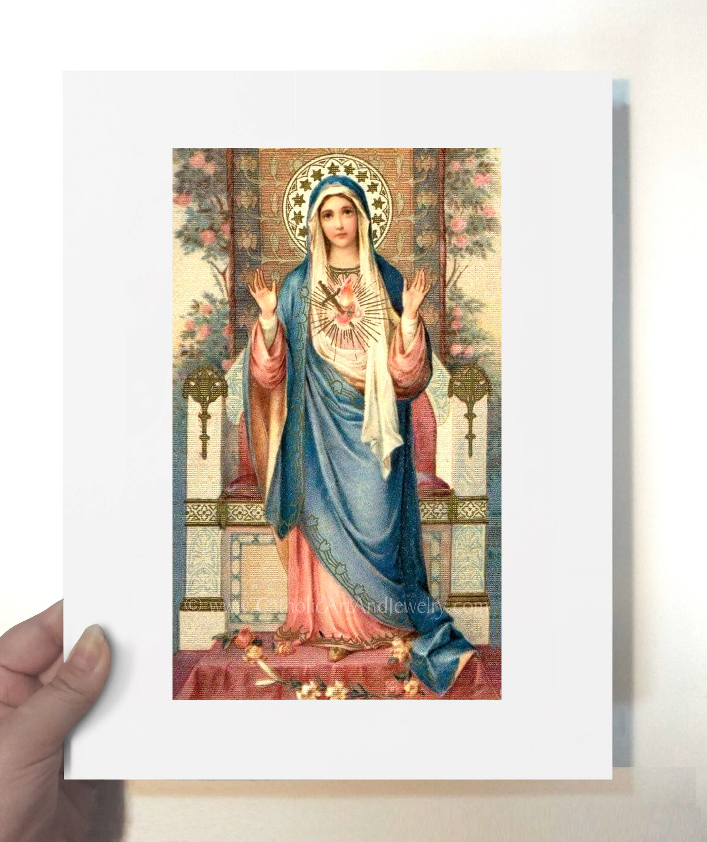 Handmaid of the Lord – based on a Vintage Holy Card – Catholic Art Print – Archival Quality