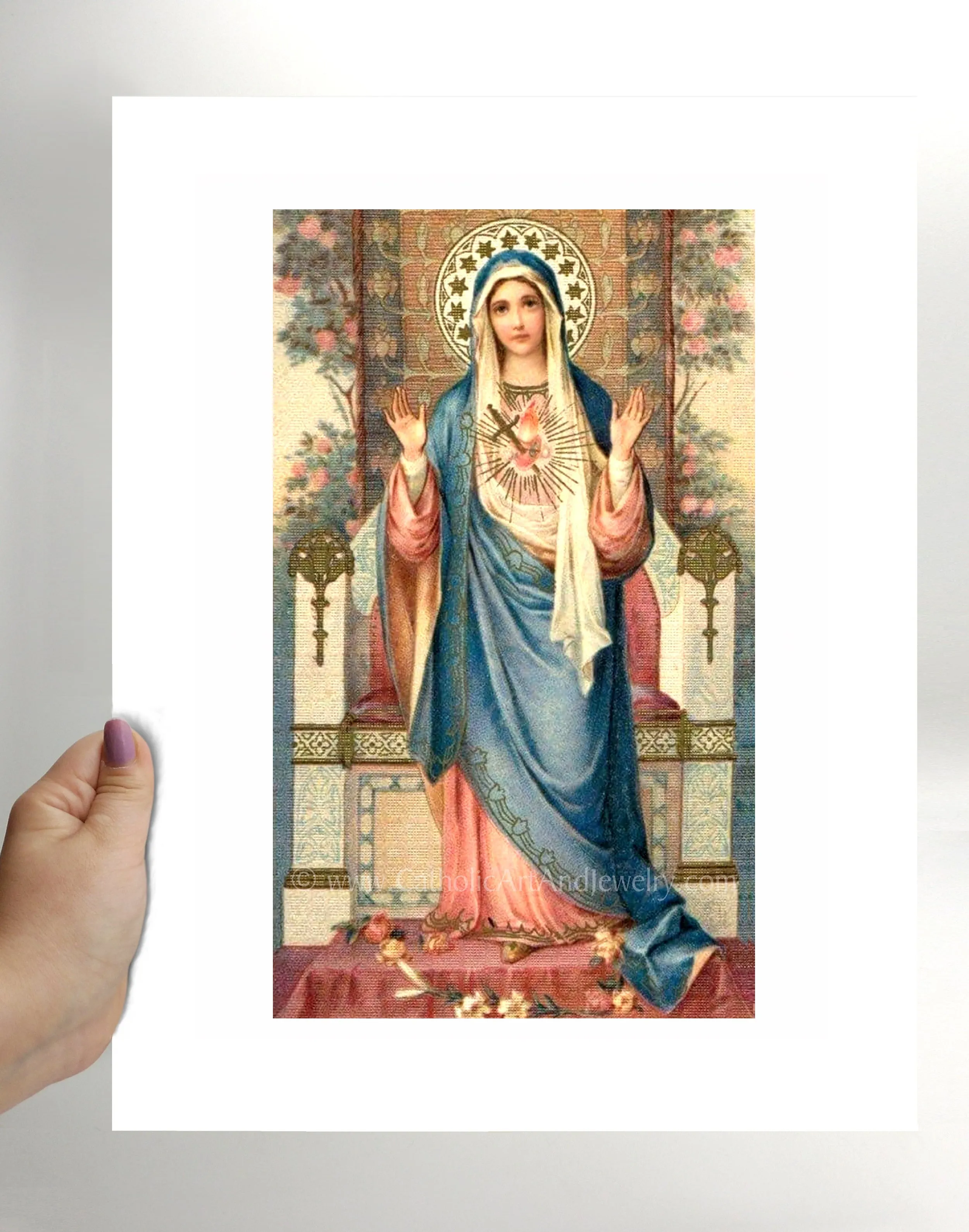 Handmaid of the Lord – based on a Vintage Holy Card – Catholic Art Print – Archival Quality