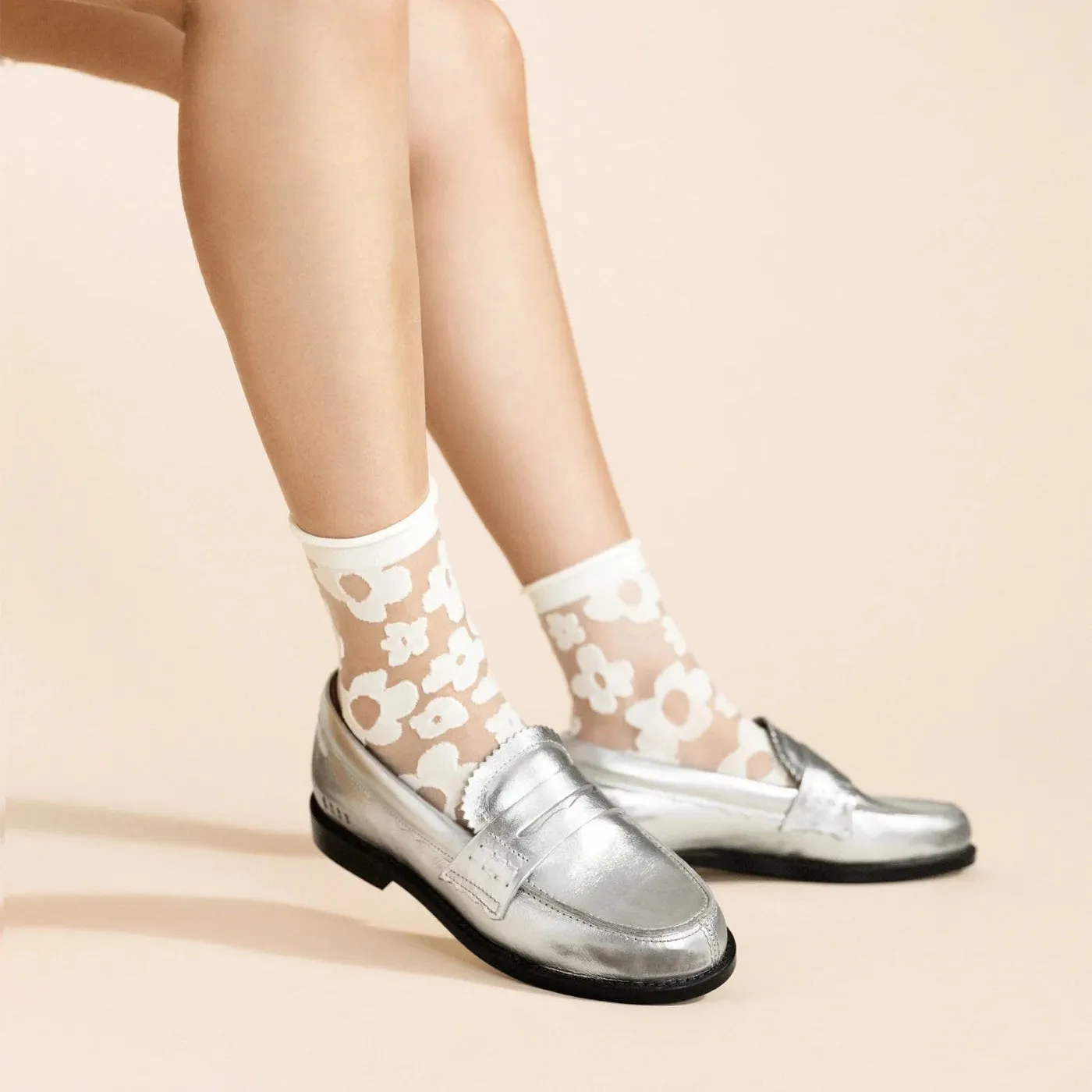 Hansel from Basel - Pop Sheer Crew Socks (Snow)