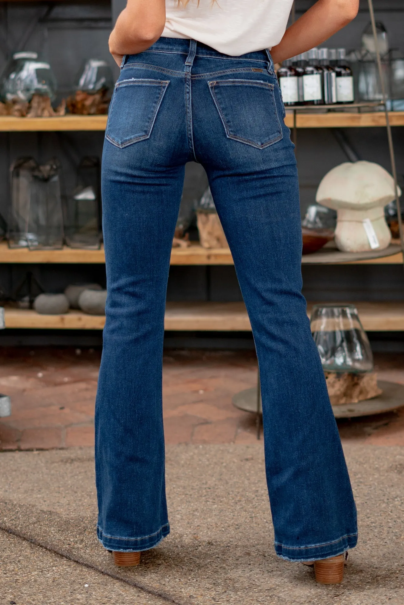 Hartsville Mid Rise Button Fly Flare Petite