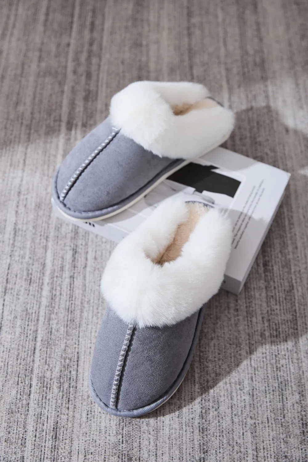 Hazel Blues® |  Faux Fur Round Toe Slippers