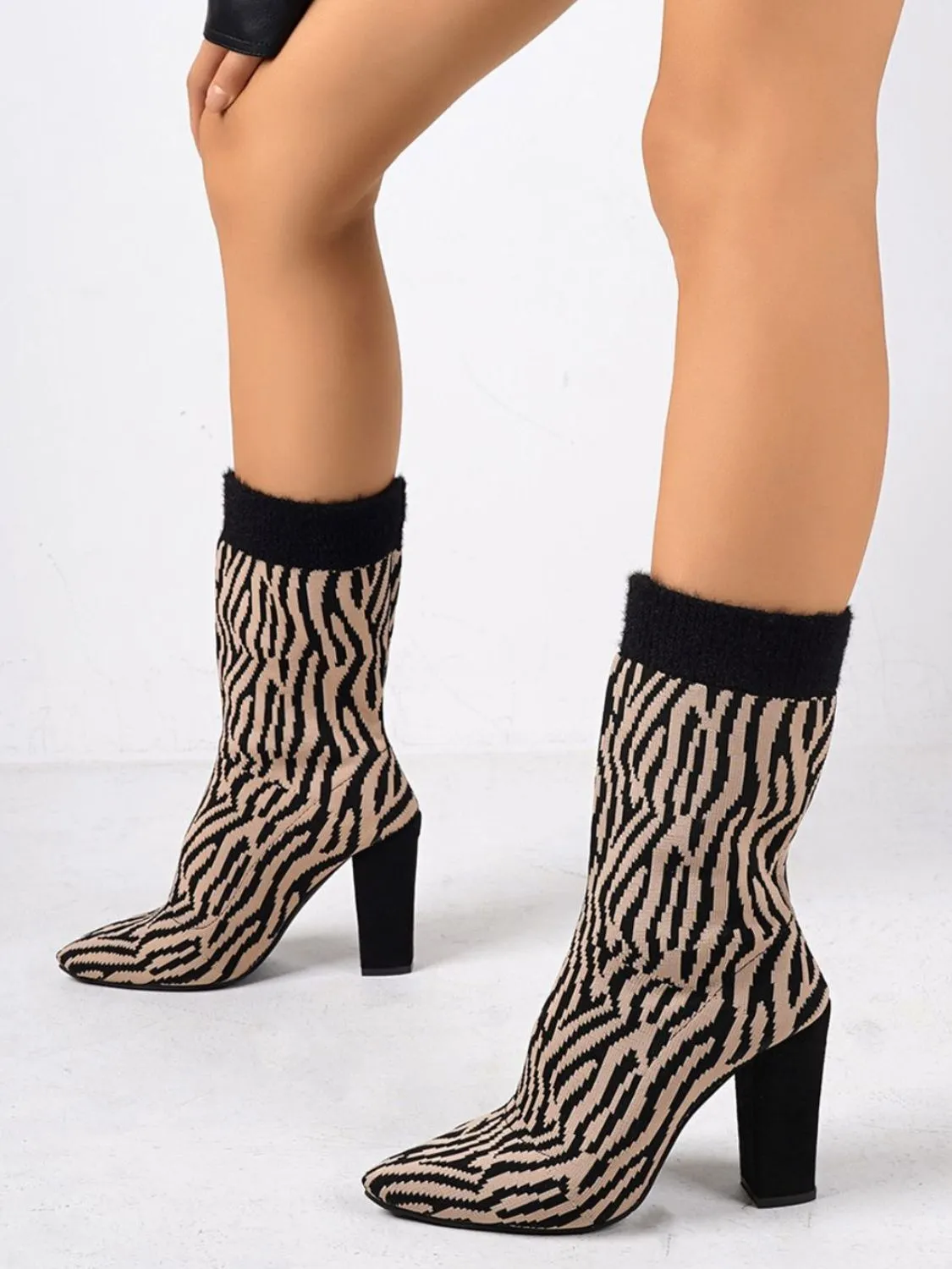 Hazel Blues® |  Mesh Point Toe Block Heel Boots