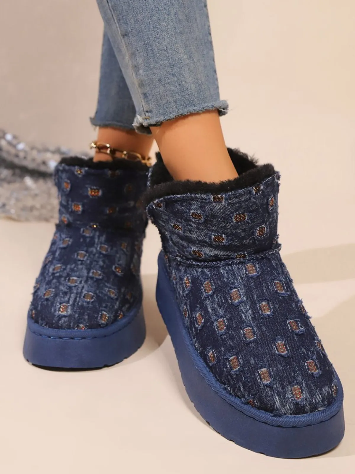 Hazel Blues® |  Thermal Faux Fur Round Toe Platform Boots