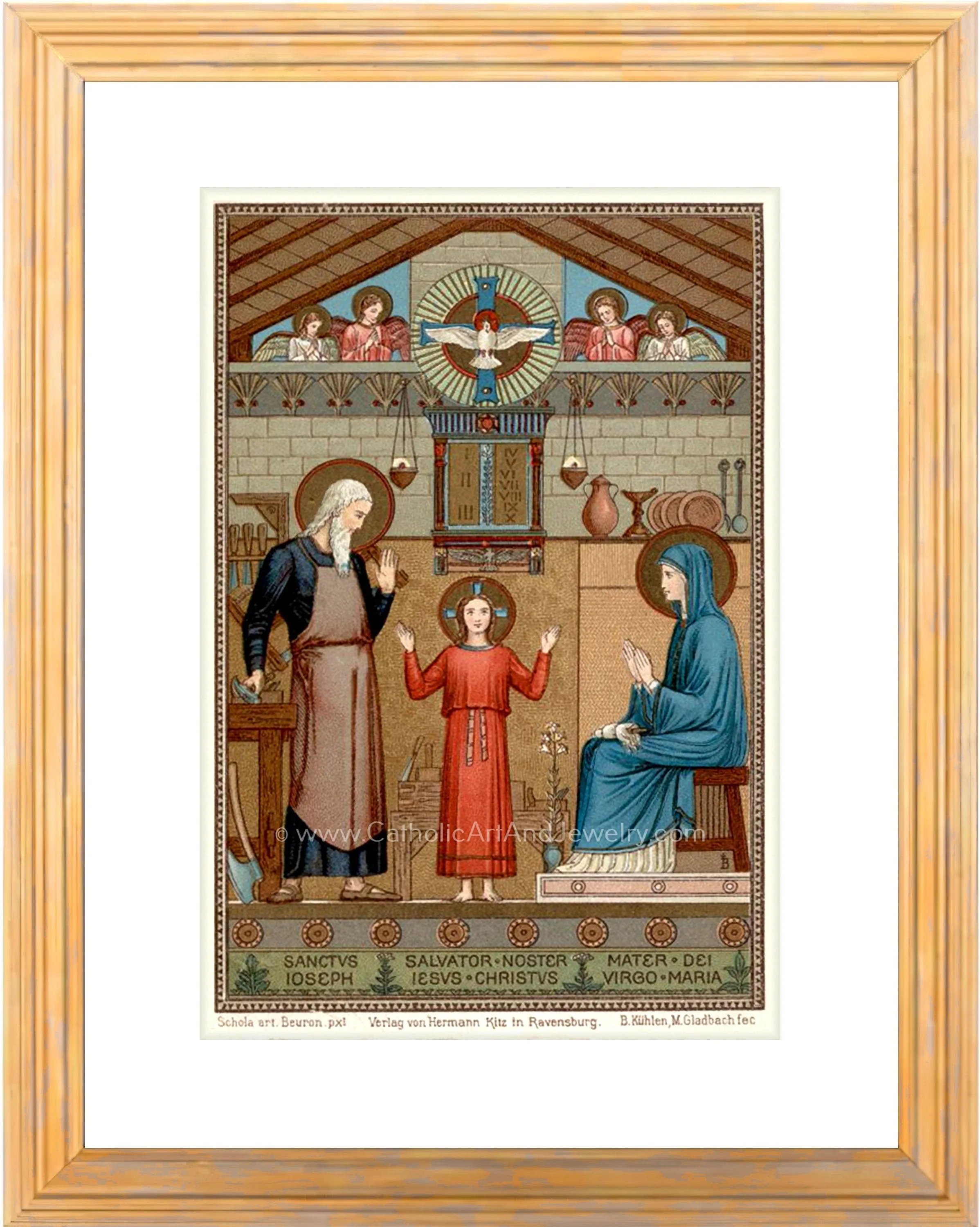Holy Family – based on a Vintage Holy Card – painted by Benedictine Monks – Catholic Art Print – Archival Quality