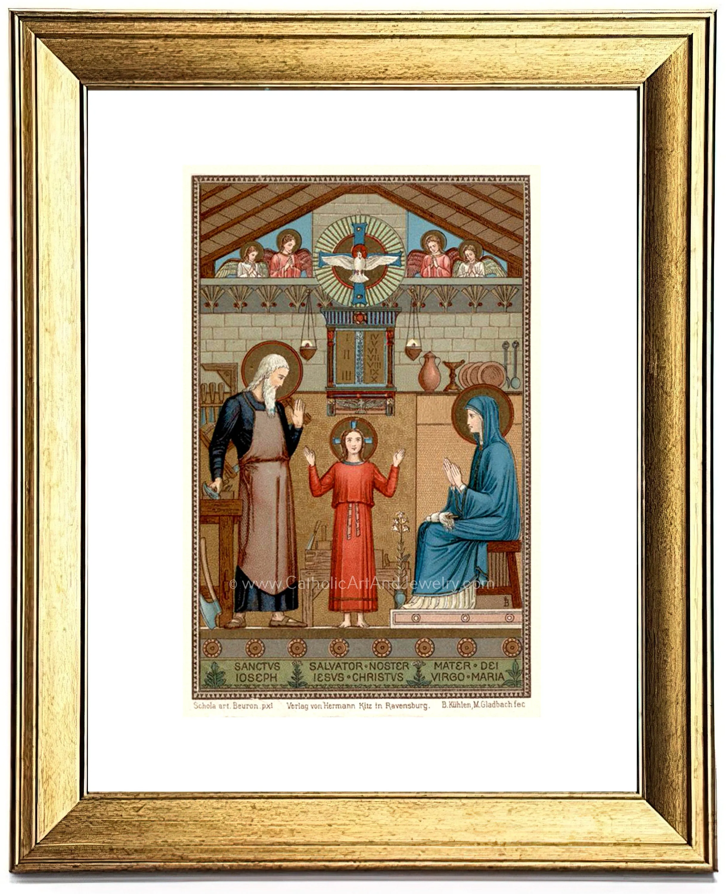Holy Family – based on a Vintage Holy Card – painted by Benedictine Monks – Catholic Art Print – Archival Quality