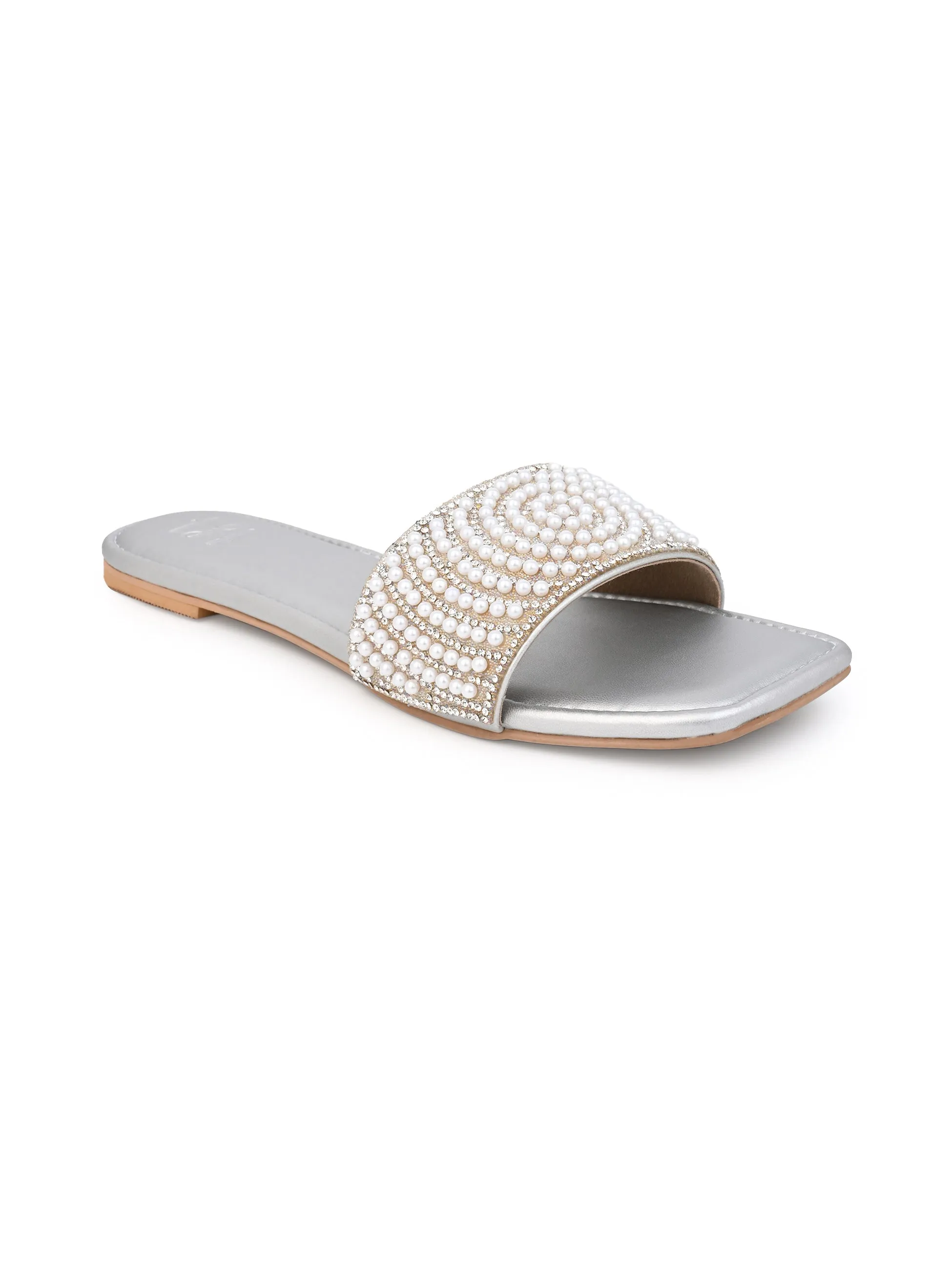 Hydes and Hues Women Embellished Open-Toe Flats