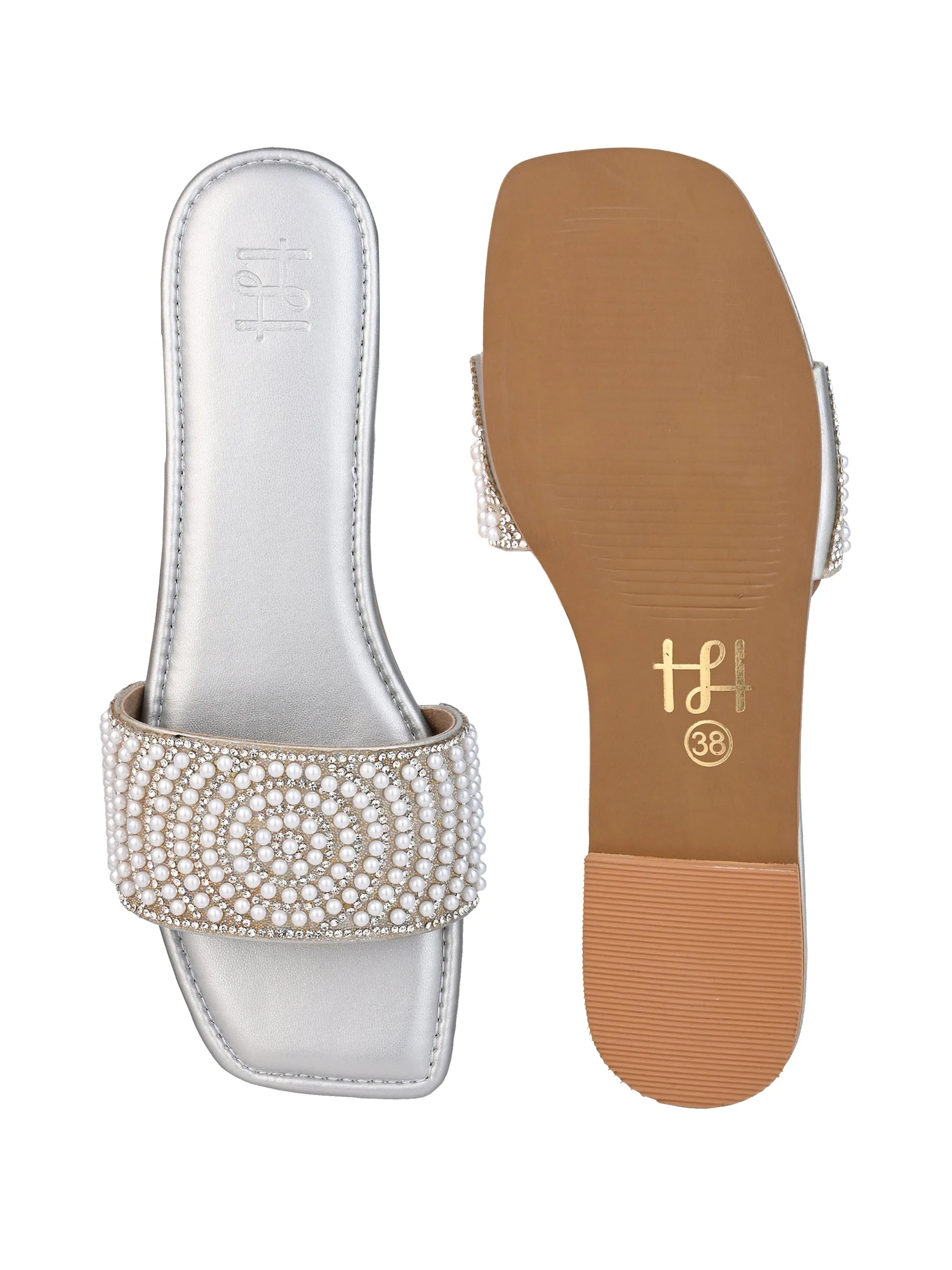 Hydes and Hues Women Embellished Open-Toe Flats
